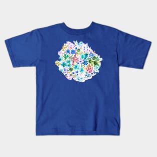 Artful Little Flowers Blue Kids T-Shirt